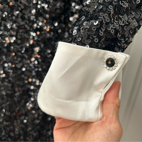 Eliza J sequib contrast collar and French cuff long sleeve dress size 14 - Picture 4 of 7